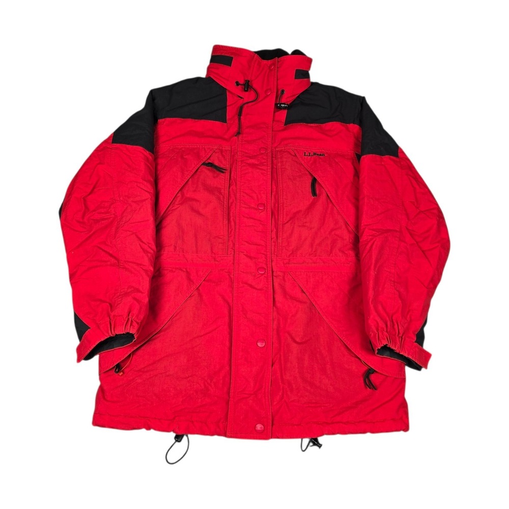 Vintage LL Bean‎ Jacket Womens Medium Red Black Thinsulate Mountain Parka Hooded